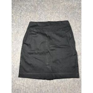 Banana Republic Pencil Skirt Women's 12 Black Striped Cotton Stretch Knee-Length